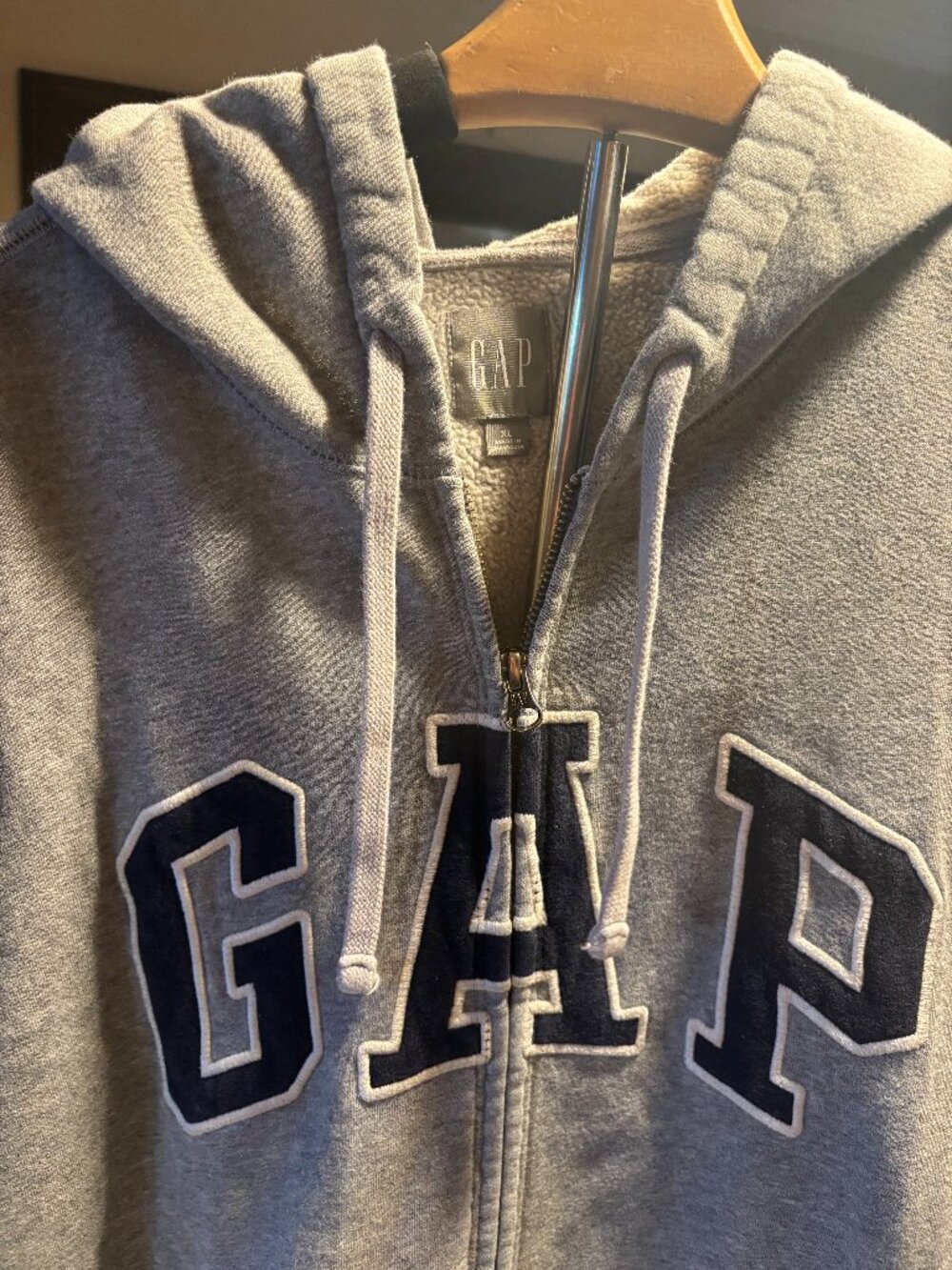 Relaxed Men Gap Logo Zip Hoodie Heather Grey SZ: XL